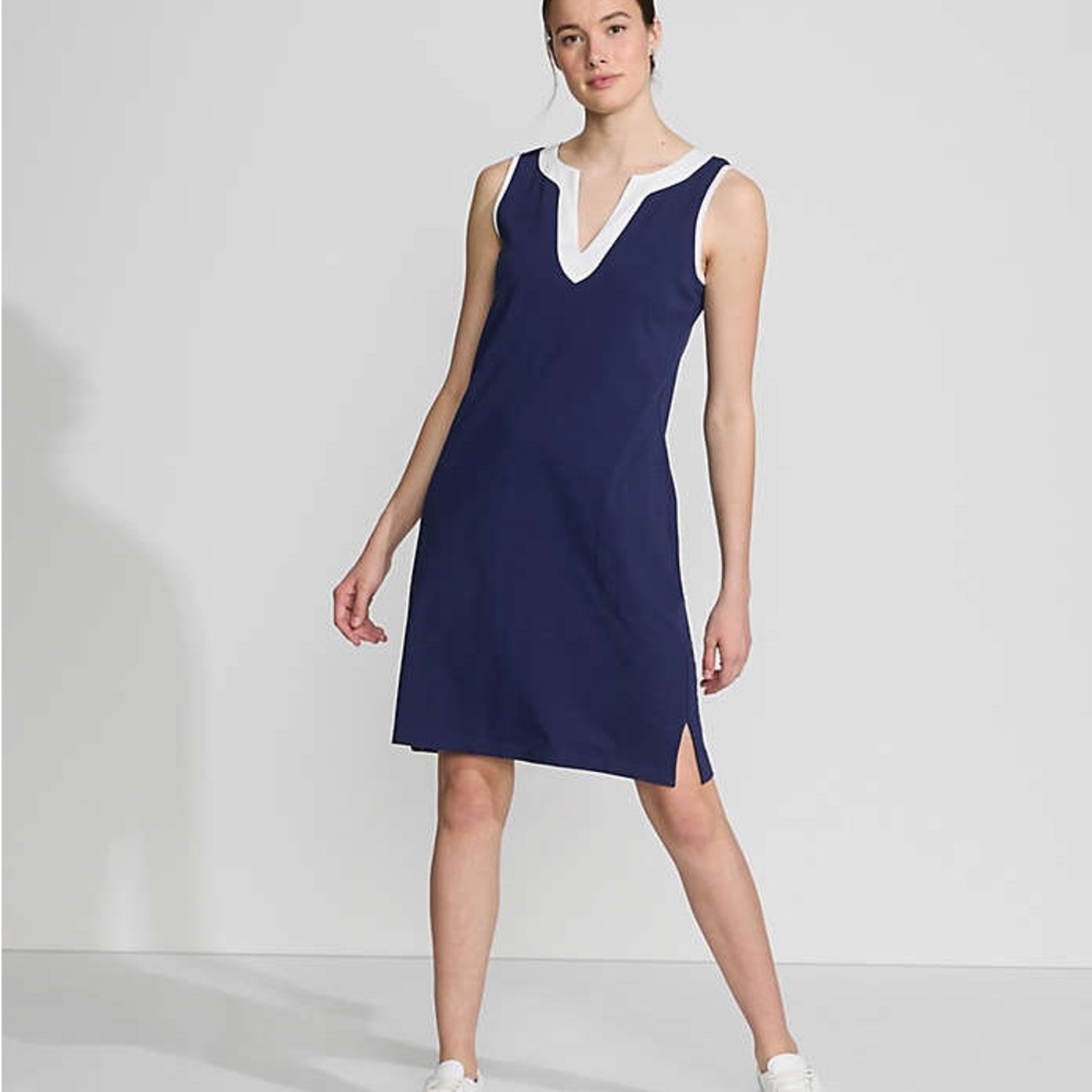 Lands End Navy Cotton Dress M NEW